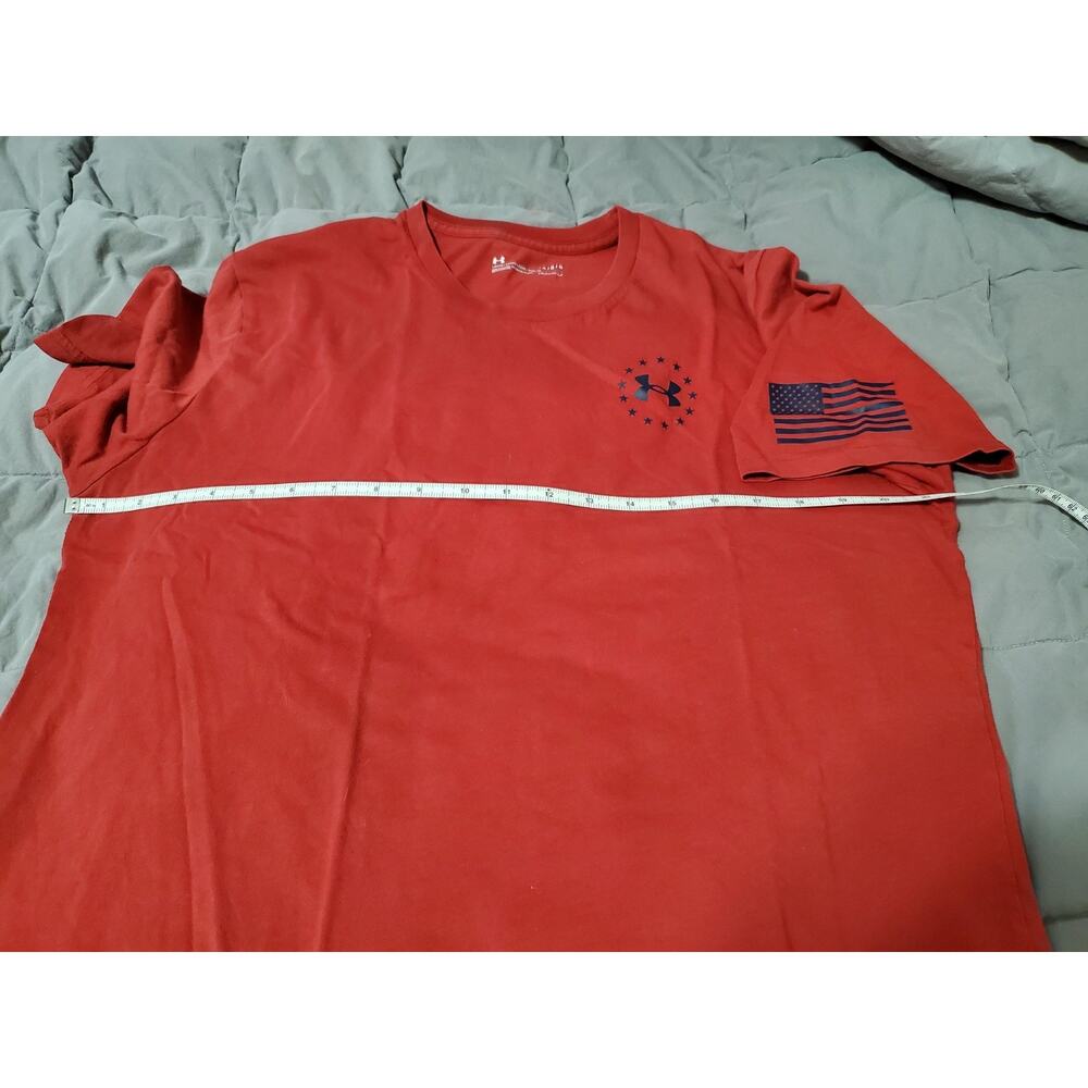Under Armour HeatGear Shirt Men’s Large Red USA Flag Loose Fit Athletic Tee - Picture 3 of 7